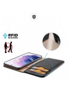 Dux Ducis Hivo Läder Flip Cover Plånbok i äkta läder för kort och dokument Samsung Galaxy S22 Black