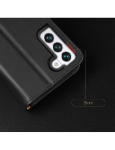 Dux Ducis Hivo Läder Flip Cover Plånbok i äkta läder för kort och dokument Samsung Galaxy S22 Black