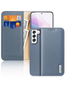 Dux Ducis Hivo Läder Flip Cover Plånbok i äkta läder för kort och dokument Samsung Galaxy S22 Blå