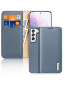 Dux Ducis Hivo Läder Flip Cover Plånbok i äkta läder för kort och dokument Samsung Galaxy S22 Blå
