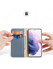 Dux Ducis Hivo Läder Flip Cover Plånbok i äkta läder för kort och dokument Samsung Galaxy S22 Blå