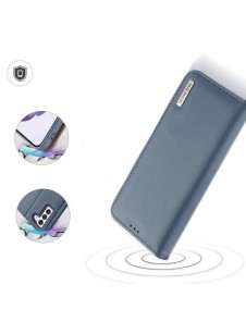 Dux Ducis Hivo Läder Flip Cover Plånbok i äkta läder för kort och dokument Samsung Galaxy S22 Blå