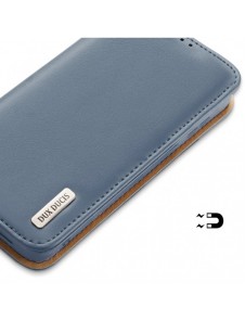 Dux Ducis Hivo Läder Flip Cover Plånbok i äkta läder för kort och dokument Samsung Galaxy S22 Blå