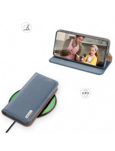 Dux Ducis Hivo Läder Flip Cover Plånbok i äkta läder för kort och dokument Samsung Galaxy S22 Blå