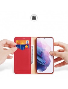 Dux Ducis Hivo Läder Flip Cover Plånbok i äkta läder för kort och dokument Samsung Galaxy S22 Röd