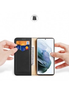 Dux Ducis Hivo Läder Flip Cover Plånbok i äkta läder för kort och dokument Samsung Galaxy S22 Ultra Black