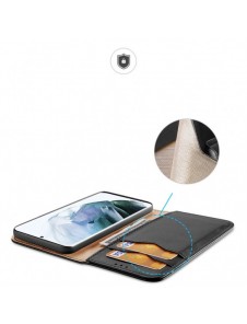 Dux Ducis Hivo Läder Flip Cover Plånbok i äkta läder för kort och dokument Samsung Galaxy S22 Ultra Black