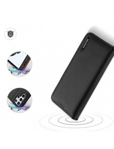 Dux Ducis Hivo Läder Flip Cover Plånbok i äkta läder för kort och dokument Samsung Galaxy S22 Ultra Black