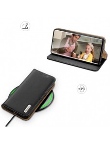 Dux Ducis Hivo Läder Flip Cover Plånbok i äkta läder för kort och dokument Samsung Galaxy S22 Ultra Black