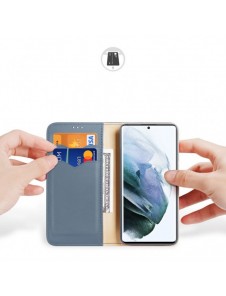 Dux Ducis Hivo Läder Flip Cover Plånbok i äkta läder för kort och dokument Samsung Galaxy S22 Ultra Blue