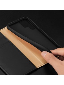 Dux Ducis Hivo Läder Flip Cover Plånbok i äkta läder för kort och dokument Samsung Galaxy S22 Ultra Blue