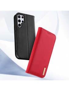 Dux Ducis Hivo Läder Flip Cover Plånbok i äkta läder för kort och dokument Samsung Galaxy S22 Ultra Blue