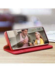 Dux Ducis Hivo Läder Flip Cover Plånbok i äkta läder för kort och dokument Samsung Galaxy S22 Ultra Blue