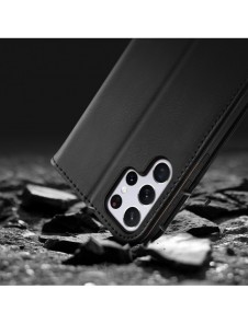 Dux Ducis Hivo Läder Flip Cover Plånbok i äkta läder för kort och dokument Samsung Galaxy S22 Ultra Blue