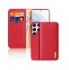 Dux Ducis Hivo Läder Flip Cover Plånbok i äkta läder för kort och dokument Samsung Galaxy S22 Ultra Red