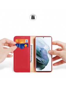 Dux Ducis Hivo Läder Flip Cover Plånbok i äkta läder för kort och dokument Samsung Galaxy S22 Ultra Red