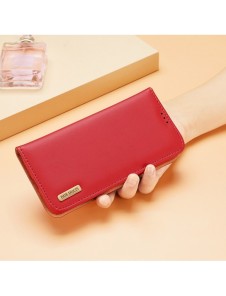 Dux Ducis Hivo Läder Flip Cover Plånbok i äkta läder för kort och dokument Samsung Galaxy S22 Ultra Red