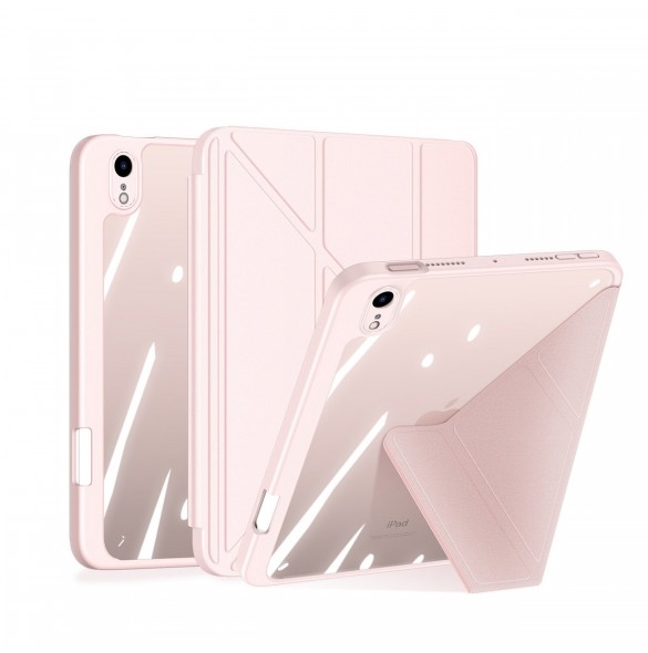 Dux Ducis Magi fodral för iPad mini 2021 smart skal med stativ och förvaring för Apple Pencil rosa