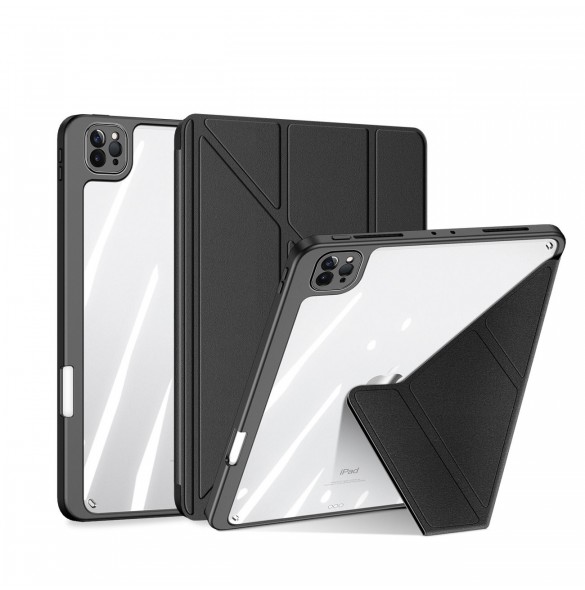 Dux Ducis Magi Fodral för iPad Pro 12,9'' 2021/2020/2018 Smart Cover Fodral med ställ och förvaring för Apple Pencil Svart