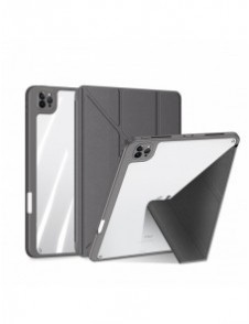Dux Ducis Magi Fodral för iPad Pro 12,9 tum 2021/2020/2018 Smart Cover Fodral med ställ och förvaring för Apple Pencil Grey