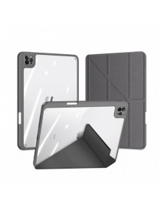 Dux Ducis Magi Fodral för iPad Pro 12,9 tum 2021/2020/2018 Smart Cover Fodral med ställ och förvaring för Apple Pencil Grey