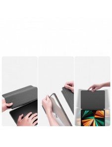 Dux Ducis Magi Fodral för iPad Pro 12,9 tum 2021/2020/2018 Smart Cover Fodral med ställ och förvaring för Apple Pencil Grey