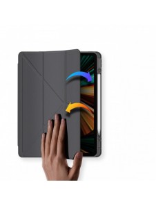 Dux Ducis Magi Fodral för iPad Pro 12,9 tum 2021/2020/2018 Smart Cover Fodral med ställ och förvaring för Apple Pencil Grey