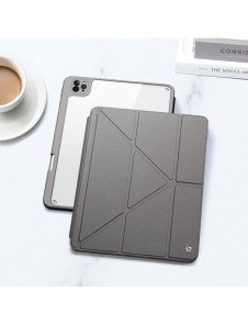 Dux Ducis Magi Fodral för iPad Pro 12,9 tum 2021/2020/2018 Smart Cover Fodral med ställ och förvaring för Apple Pencil Grey