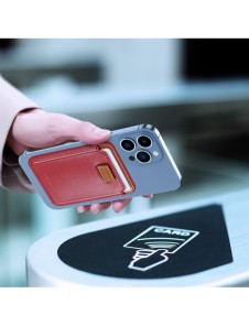 Dux Ducis Magnetic Leather Wallet magnetisk plånbok MagSafe för iPhone RFID blocker röd