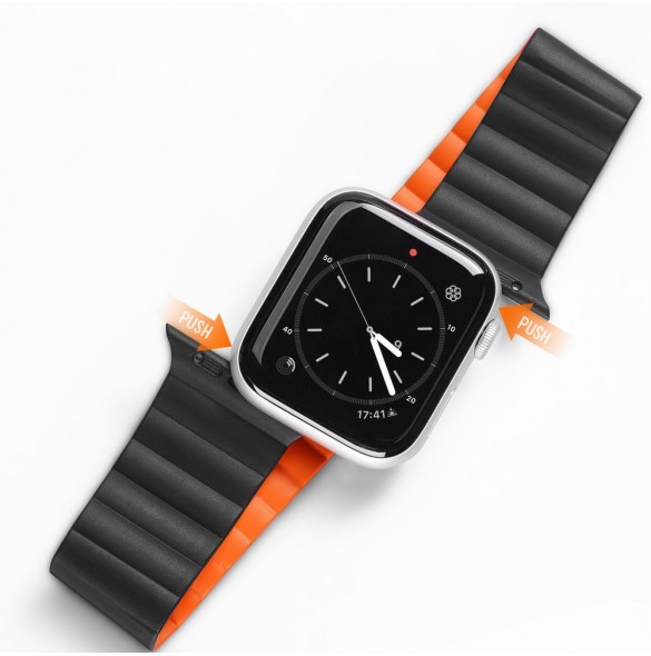 Dux Ducis Magnetic Strap Watch Arm 7/6/5/4/3/2 / SE (41/40 / 38mm) Magnetic Band Svart / Orange (Kedjeversion)