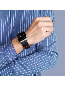Dux Ducis Magnetic Strap Watch Arm 7/6/5/4/3/2 / SE (41/40 / 38mm) Magnetic Band Svart / Orange (Kedjeversion)