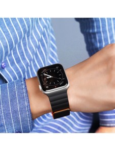 Dux Ducis Magnetic Strap Watch Arm 7/6/5/4/3/2 / SE (41/40 / 38mm) Magnetic Band Svart / Orange (Kedjeversion)