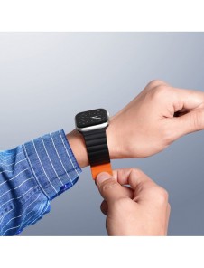 Dux Ducis Magnetic Strap Watch Arm 7/6/5/4/3/2 / SE (41/40 / 38mm) Magnetic Band Svart / Orange (Kedjeversion)