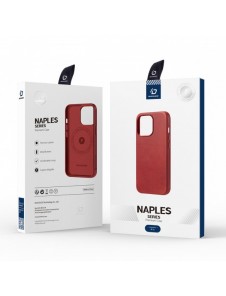 Dux Ducis Naples fodral för iPhone 13 läderfodral (MagSafe-kompatibelt) rött