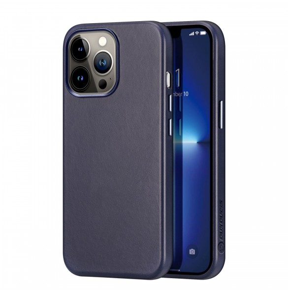 Dux Ducis Naples fodral för iPhone 13 Pro läderfodral (MagSafe-kompatibelt) blått