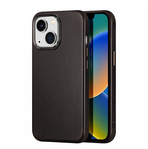 Dux Ducis Naples fodral för iPhone 14 Plus läderfodral (MagSafe-kompatibelt) mörkbrunt