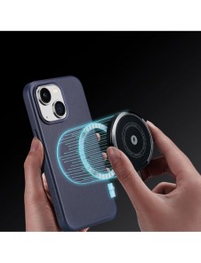 Dux Ducis Naples fodral för iPhone 14 Plus magnetiskt läderfodral MagSafe blå