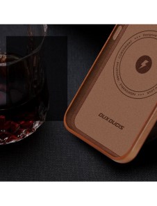 Dux Ducis Naples fodral för iPhone 14 Plus magnetiskt läderfodral MagSafe brun
