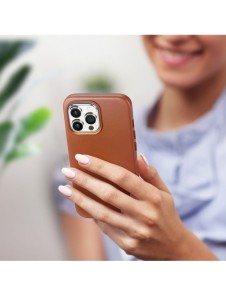 Dux Ducis Naples fodral för iPhone 14 Pro Max magnetiskt läderfodral MagSafe brun