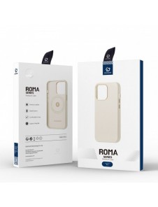 Dux Ducis Roma läderfodral för iPhone 13 elegant skal tillverkat av äkta läder vitt