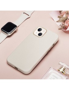 Dux Ducis Roma läderfodral för iPhone 13 elegant skal tillverkat av äkta läder vitt