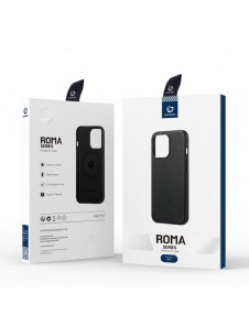 Dux Ducis Roma läderfodral för iPhone 13 elegant svart fodral i äkta läder