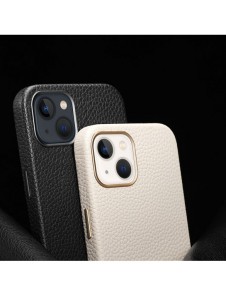 Dux Ducis Roma läderfodral för iPhone 13 elegant svart fodral i äkta läder