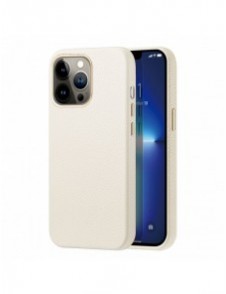 Dux Ducis Roma läderfodral för iPhone 13 Pro elegant skal tillverkat av äkta läder vitt