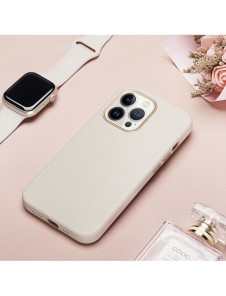Dux Ducis Roma läderfodral för iPhone 13 Pro elegant skal tillverkat av äkta läder vitt