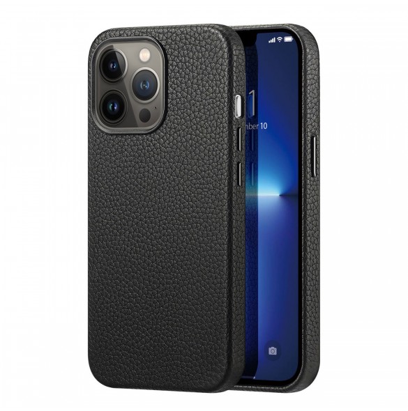 Dux Ducis Roma läderfodral till iPhone 13 Pro elegant svart fodral i äkta läder