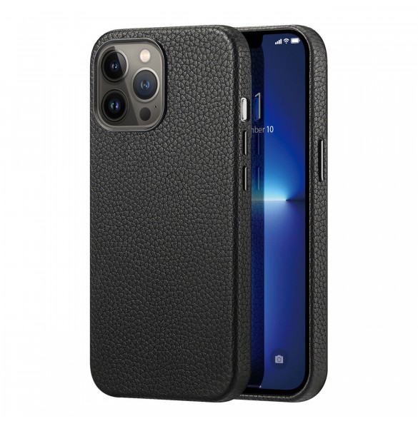 Dux Ducis Roma läderfodral för iPhone 13 Pro Max elegant svart fodral i äkta läder