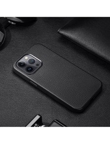 Dux Ducis Roma läderfodral för iPhone 13 Pro Max elegant svart fodral i äkta läder
