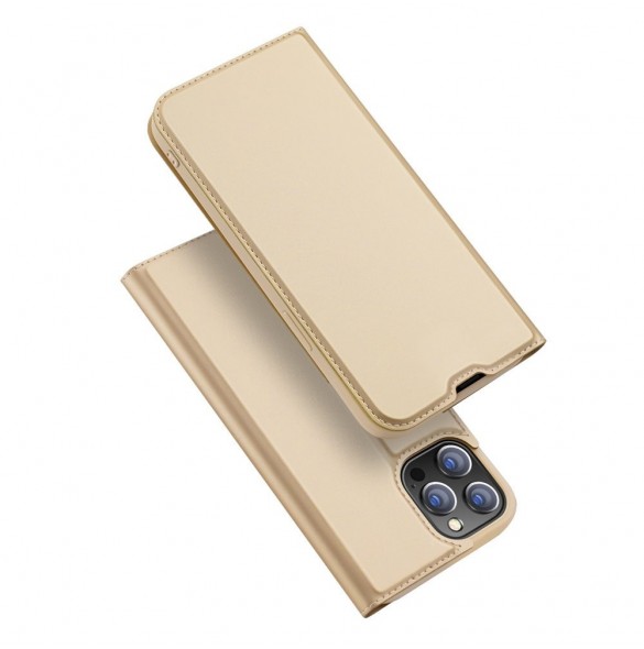Dux Ducis Skin Pro Bokhylla typ fodral för iPhone 13 Pro Max gyllene