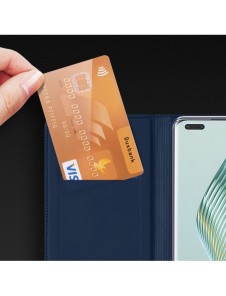 Dux Ducis Skin Pro Fodral för Honor Magic5 Pro Flip Card Plånboksställ Svart